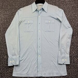 Kings Road Button Up Men Medium Blue Pockets Long Sleeve Collared M